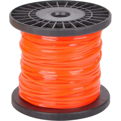 Bobine de fil nylon carré orange pour coupe-bordure, 2,7 mm x 50 m, lame de débroussaillage, recharge résistante, usage jardin (1/5)