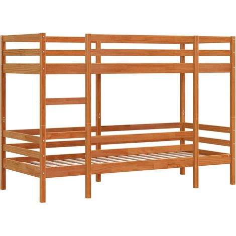 Bunk Bed  Wax brown  Solid pine wood, Plywood  Twin  Durable vidaXL