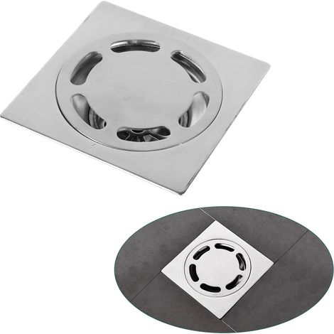 Filtro di scarico quadrato per pavimento, scarico doccia antiscivolo, copertura per scarico a pavimento in acciaio inox (1/4)