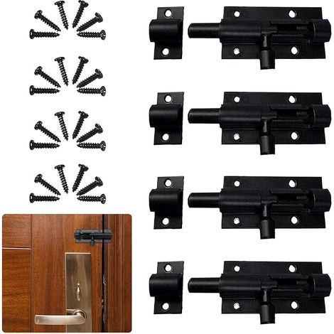 Targette en Acier Inoxydable, Boulons de Verrouillage de Porte avec Vis, Serrure à Glissière en Acier Inoxydable, Loquet de Porte à Boulon Coulissant pour Portail de Jardin Cabanon (1/5)