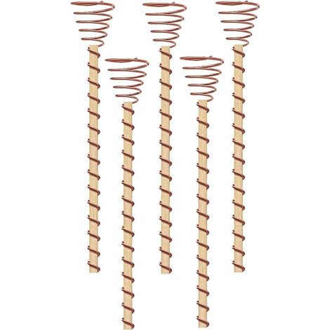 Lot de 5 piquets longs en cuivre pour plantes d'électrolyture - Antennes en bobine de cuivre pour culture de jardin (1/5)