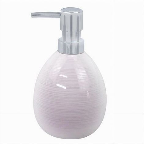 Trade Shop - Flüssigseifenspender aus keramischer, streifenförmiger rosa-silberner Spender für Badezimmer 59872 - (1/2)