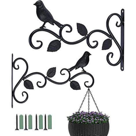 Supports de Panier Suspendu Extérieur en Métal Décoratif – Lot de 2, 30,5 cm, pour Plantes, Mangeoires à Oiseaux ou Lanternes (1/5)
