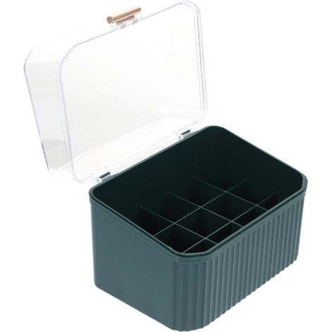 Boîte de rangement cosmétique de bureau avec couvercle, verte, pour coiffeuse et voyages