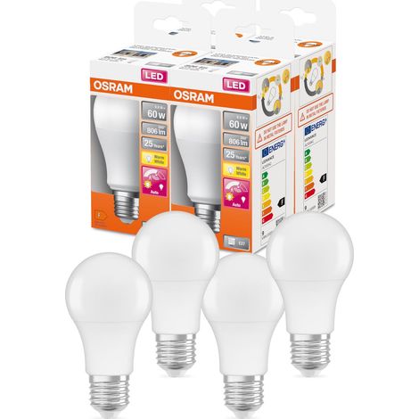 OSRAM Lampada LED SUPERSTAR+ CLASSIC A 60 FR, attacco E27, goccia, 8.8W, 806lm, 2700K, luce bianca calda, basso consumo energetico, lunga durata, sensore di movimento, spegnimento automatico