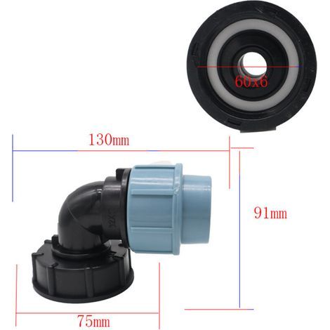 Connecteur De Vanne De Réservoir d'eau De Baril De Tonne S60X6 IBC 20/25 / 32Mm Adaptateur De Sortie De Coude Barils Pièces De Montage - 32 Mm (1/3)