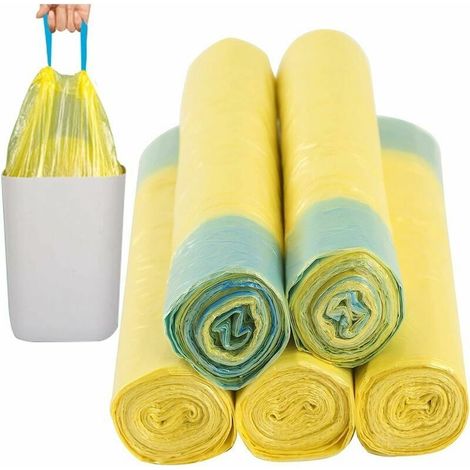 Garbage Bags 10L-15L Yellow Bags with Handle Drawstring Trash Bags Drawstring Garbage Bags 75pcs New Material for Kitchen Living Room Office Household Garden (45cm X 50cm/18'x20') (1/4)