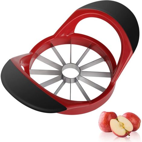 Descorazonador de manzanas, rebanador de manzanas y cortador de manzanas - Descorazonador de manzanas de acero inoxidable - Rebanador de manzanas de 12 cm de largo con 12 cuchillas ultra afiladas, lig (1/4)