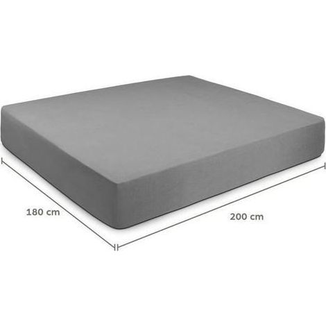 Drap Housse 180x200 cm en Microfibre Gris Clair avec Coins Élastiqués pour Matelas de 30 cm Haut Tissu Anti-Acarien Hypoallerg (1/5)
