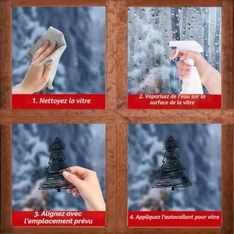 Autocollants de Noël pour vitrines, décorations électrostatiques pour vitrines de Noël, autocollants d'hiver pour vitrines, décorations de Noël et d'hiver (4 pièces) (1/3)