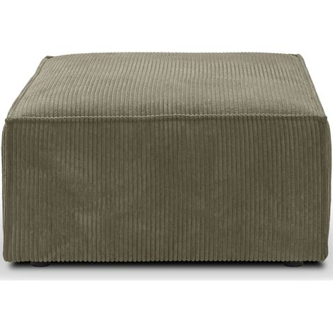 Pouf en velours côtelé vert kaki - Harper (1/5)