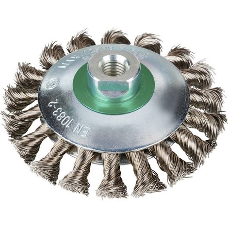 Rhodius Rhodius EKBZ, 8 brosseaux coniques 115 x 15 x 20 x M14 mm, avec zoom, Topline, Made in Germany, pour acier inox