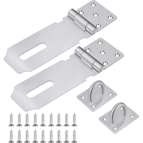 2pcs Loquet de Cadenas Agrafe avec Vis, Loquet Porte en Acier Inoxydable, Cadenas Agrafe Lourds,Verrou Porte Etanche pour Sécuriser Chambres, Cuisines, Jardins, Salles de Bain et Garages (1/5)