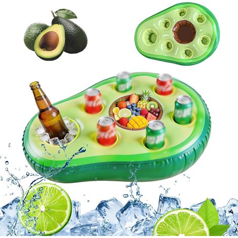 Bar Flottant pour Piscine en Forme d'Ananas, Porte-Gobelet Gonflable 2 en 1, Boissons et Collations, 7 Trous, pour Fête Estivale et Plage (1/5)