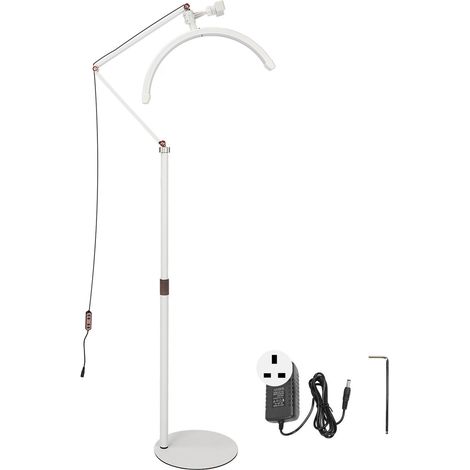 Lampadaire LED blanc demi-lune 20W orientable réglable, lumière pour cils extensible avec prise UK 100-240V (1/5)