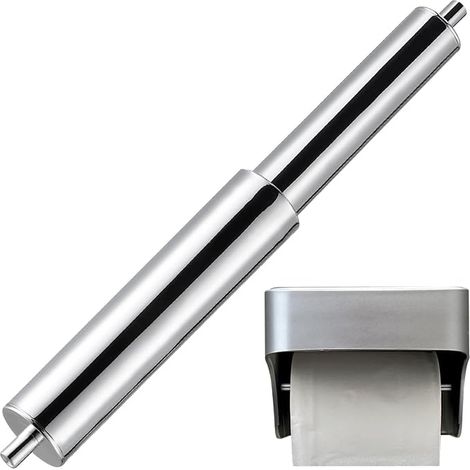 Tige Porte-Rouleau De Papier Toilette Rétractable en Métal Chromé, Ressort Simple, Accessoire De Remplacement pour Distributeur Papier Hygiénique Domestique, Compatible Petit Format, (1/5)
