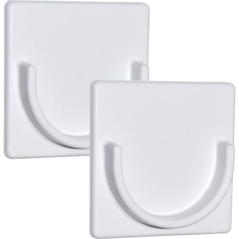 Support adhésif pour tringle de rideau de douche Fixation sans perçage Adhésif Blanc Tringle de rideau de douche non incluse (1/5)