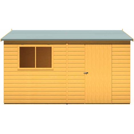 Lewis 12 x 8 Feet Single Door Reverse Apex Style C Shed - L256.6 x W371.4 x H220.7 cm