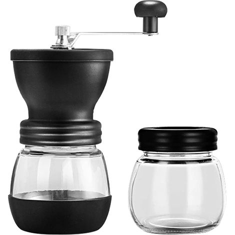 Moulin à café manuel, en acier inoxydable et en verre, portable, pour expresso, café à la française et café filtre, pour une utilisation à la maison et en voyage.-AquaForge (1/5)