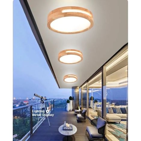 3pcs Plafonnier LED,Moderne Plafonnier en Bois Rond Lampe de Plafond Blanc Froid 4500K Luminaire Plafonnier Intérieur pour (1/4)