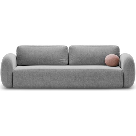Canapé convertible + box 3 places chenille gris clair (1/5)