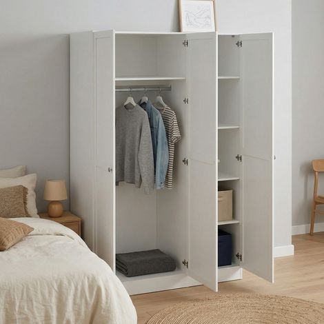 Dmora - Armario 3 puertas Tilda, Muebles de dormitorio, Vestidor, Armario de ropa, 147x62 h200 cm, Blanco (1/5)