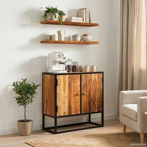 Maison Exclusive - Meuble TV Naturel 110 x 30 x 44 cm Bois d'Acacia Massif (1/5)
