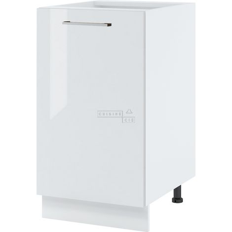 Meuble îlot de cuisine Bellissi Blanc Brillant 1 porte L 45 cm -  Porte avec poignée apparente  White