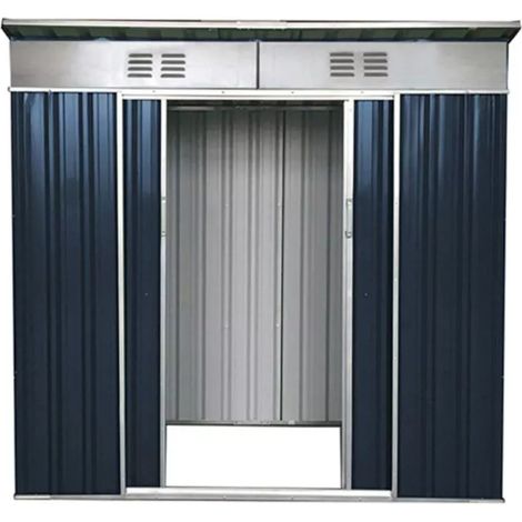 casetta in lamiera zincata da esterno domus grigio con tetto piatto 173x145x200 cm (1/4)