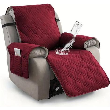 1 housse imperméable pour fauteuil inclinable, housse de canapé résistante aux animaux et aux griffures (rouge) (1/5)