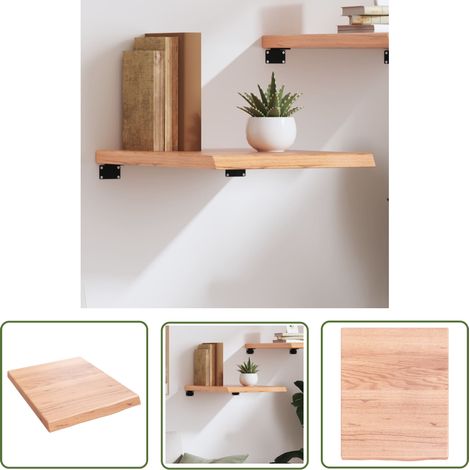 The Living Store Wandregal Hellbraun 40x50x(2-4) cm Massivholz Eiche Behandelt - Wandregal - Eichendielen - Holzmöbel - Rustikal - Wohnraum Dekoration (1/5)