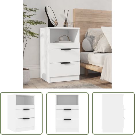 Furniture Limited - Table de chevet Blanc Bois d'ingénierie (1/5)