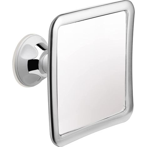 16 cm x 16 cm (Chrome)LEDMiroir de Douche  pour Rasage avec Ventouse, Petit Miroir incassable pivotant à 360 degrés pour Salle de Bain