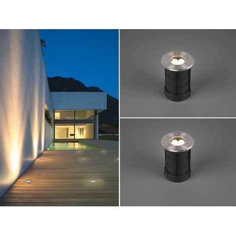 LED Bodeneinbauspot rund 2er Set Edelstahl Ø11cm IP65 Bodenstrahler für Einfahrt (1/5)