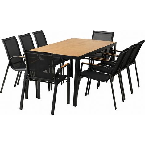 Mobili da giardino a 8 posti con tavolo effetto legno da 190 cm ESPERANCE