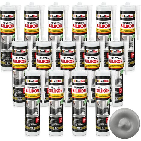 Neutralsilikon Naturstein Silikon Marmor Granit Sanitär Inn/Auß 15 x 300ml Grau (1/5)