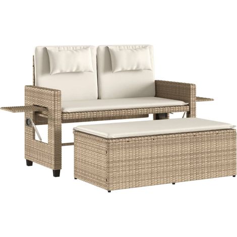 Maison Exclusive - Panca Reclinabile da Giardino con Cuscini Beige in Polyrattan