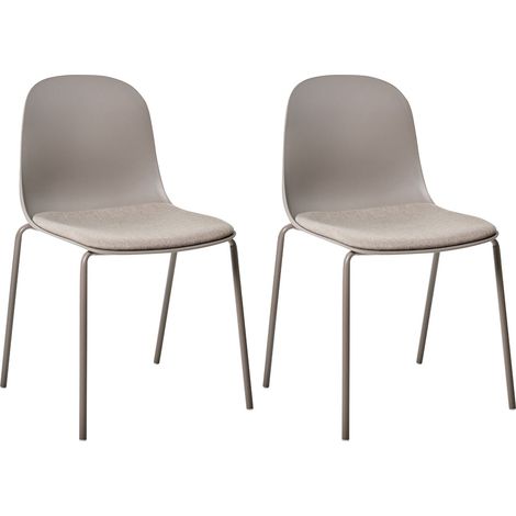 Set di 2 sedie da conferenza Seduta in poliestere Schienale in plastica Gambe in ferro Mobili da ufficio moderni Tortora Dorr