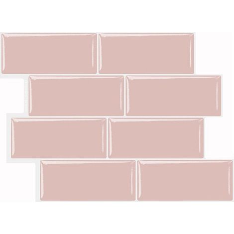 10 pannelli murali 3D, anti-schizzi, decorazione cucina, rosa, 29,36×21,3cm (1/3)