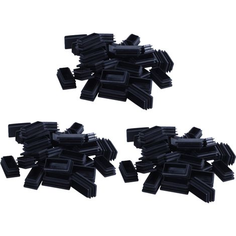 Tapones negros (90 unidades) para tubos de blindaje rectangulares de plástico de 25x50 mm.