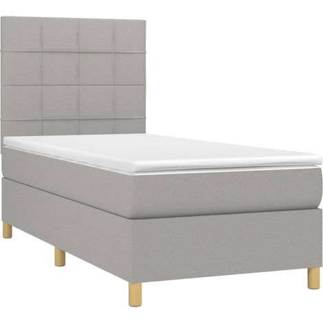Box Spring Bed with Mattress&LED Light Grey 80x200 cm Fabric vidaXL (1/4)