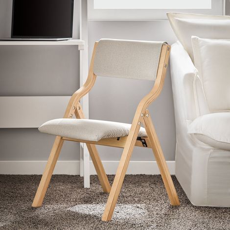 Sobuy – Chaise pliante en bois FST40HG – Assise rembourrée – Structure en bouleau multiplis – Charge max 90kg – Pour cuisine et bureau