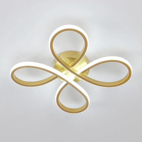 Plafonnier LED Moderne, 30W 3400LM Lampe de Plafond, Luminaire Plafonnier Forme de Fleur pour Couloir, Balcon, Chambre, Salon, Salle à Manger, Lumière Blanche 6500k, 30cm, Doré (1/5)