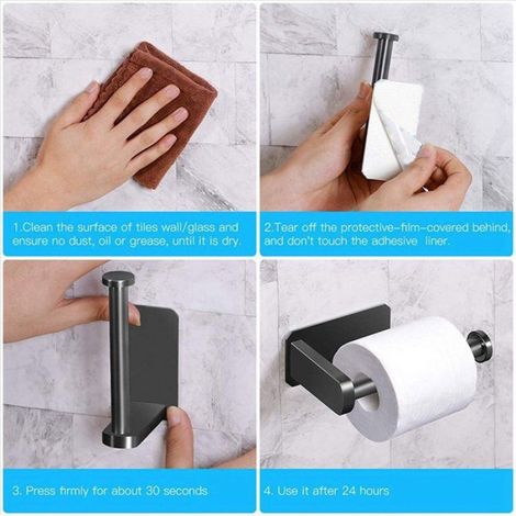 5X Porte-Papier HygiéNique Auto-AdhéSif Cuisine Salle de Bain AdhéSif Porte-Rouleau Aucun Trou de Forage pour la Salle de Stick sur (1/5)