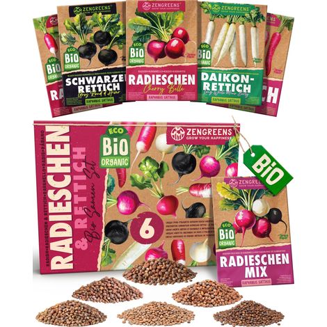 Bio Radieschen- und Rettichsamen Set 6 Sorten samenfest ZenGreens (1/5)