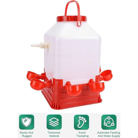 lyrlody Automatic Poultry Drinker, Plastic Chicken Water Dispenser with Bowls for Farm and Garden Use (1/4)
