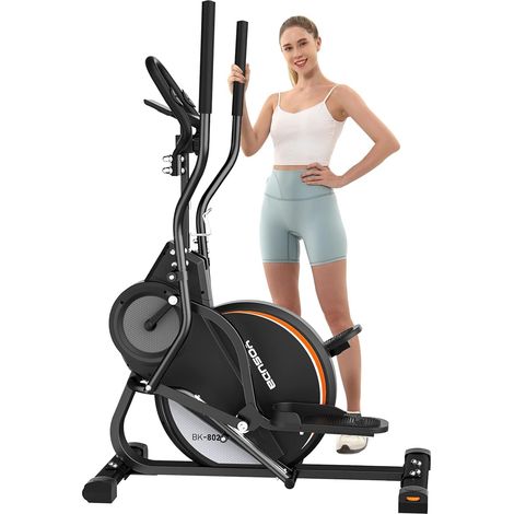 YOSUDA Crosstrainer für Zuhause 3-in-1, Ultraleiser Magnetischer Ellipsentrainer& Heimtrainer Stepper&Klettermaschine, 16 Widerstandsstufen, 8kg Schwungrad, 45° Neigung, LCD Monitor, Belastbar bis 136