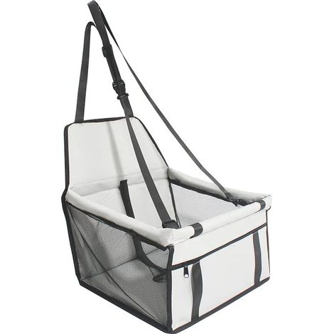 Siège d'appoint pour chien et chat - Housse de rehausseur étanche en tissu Oxford - Ceinture de sécurité - 40x30x25 cm-gris (1/5)