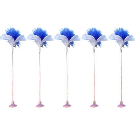 Lot de 5 jouets pour chat avec plumes, ventouse et ressort métallique, accessoire interactif pour intérieur (1/5)