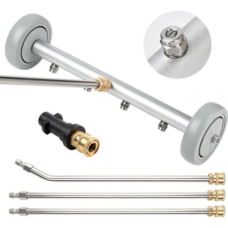 Balai à eau pour nettoyeur haute pression, nettoyeur de châssis à double fonction, 38,5 cm, 4 buses avec 3 rallonges, 4000 PSI